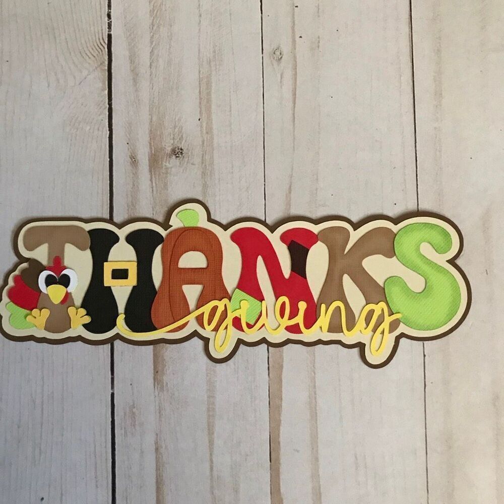 3-D Scrapbook or card title Thanksgiving paper pieced Handmade acid free